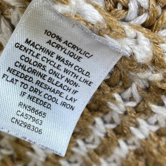 Caslon Tan White Striped Long Sleeve Knit Tunic Sweater Women's Size Medium M - Picture 7 of 8